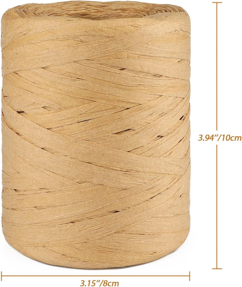 g2plus 218 Yards Raffia Paper Craft Ribbon, 1/4 Inch Wide, Brown Raffia Packing Twine String for Gift Wrapping, DIY Arts&Crafts, Crochet Supplies, Christmas Holiday Decoration - Image 2